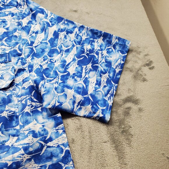 Clear Water Outfitters Quick Dry Shirt Small Marlin Fish Graphic Blue White Mn L - Picture 7 of 12